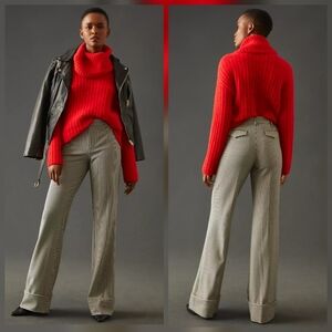 ❤️ ANTHROPOLOGIE MAEVE LOW SLUNG FLARE HOUNDSTOOTH PANTS / TROUSERS, 2 (26)